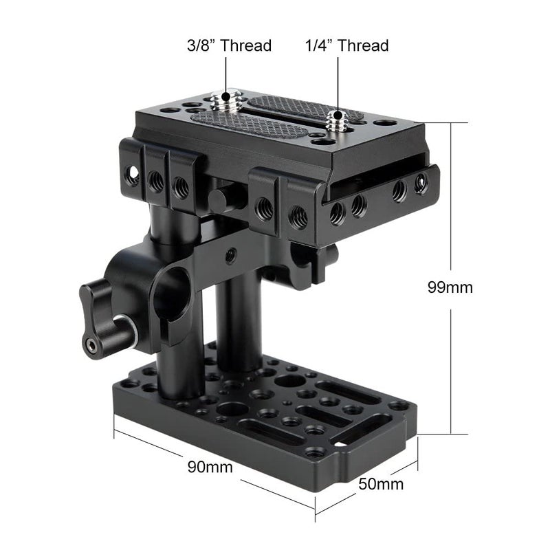 NICEYRIG نظام رفع القضبان NICEYRIG 15mm مع قاعدة سريعة التحرير ومجموعة لوحة QR وقضبان رفع 15mm ومشبك قضبان قصيرة مناسب لكاميرات DSLR - Image 4